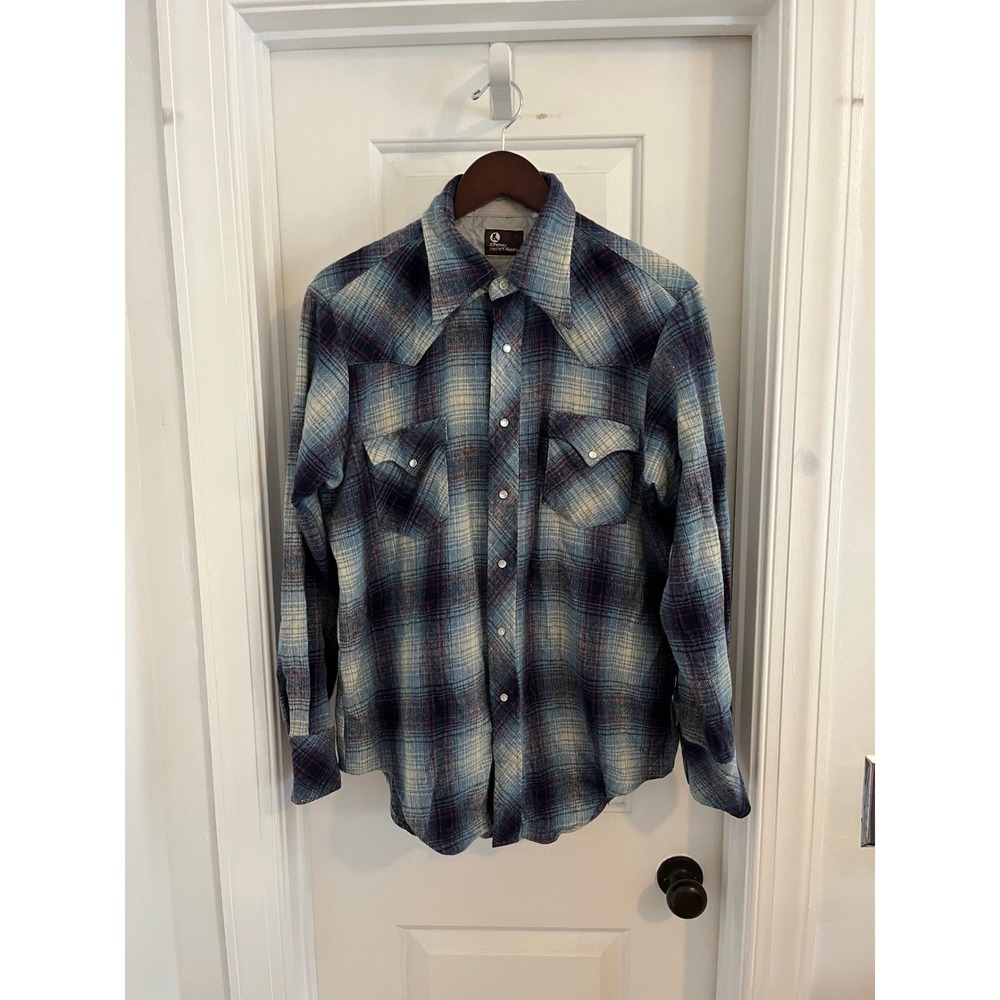 Vintage JCPenney Western‎ Apparel Plaid Pearl Snap
